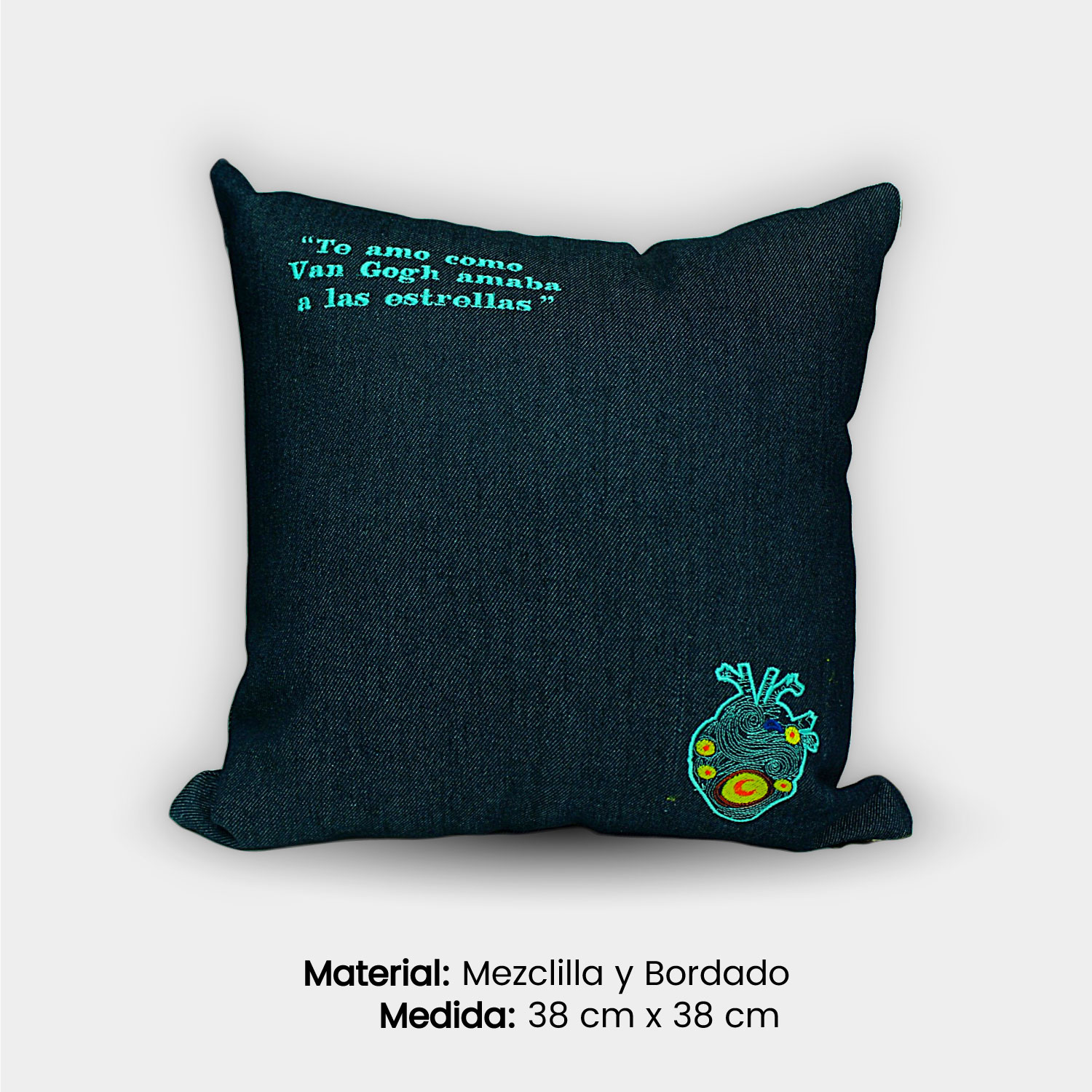 Almohada Decorativa de Mezclilla Bordada - Imagen 5