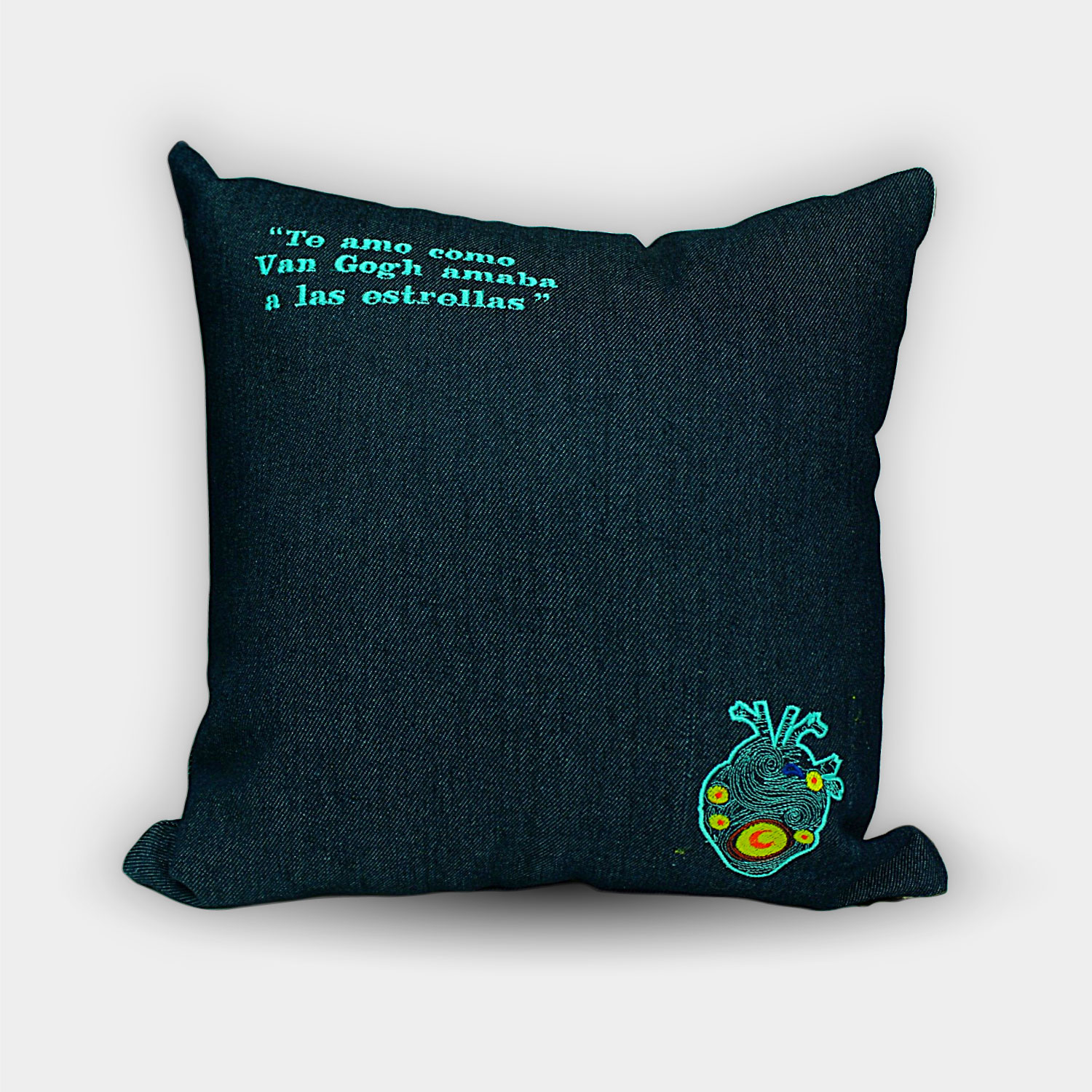 Almohada Decorativa de Mezclilla Bordada